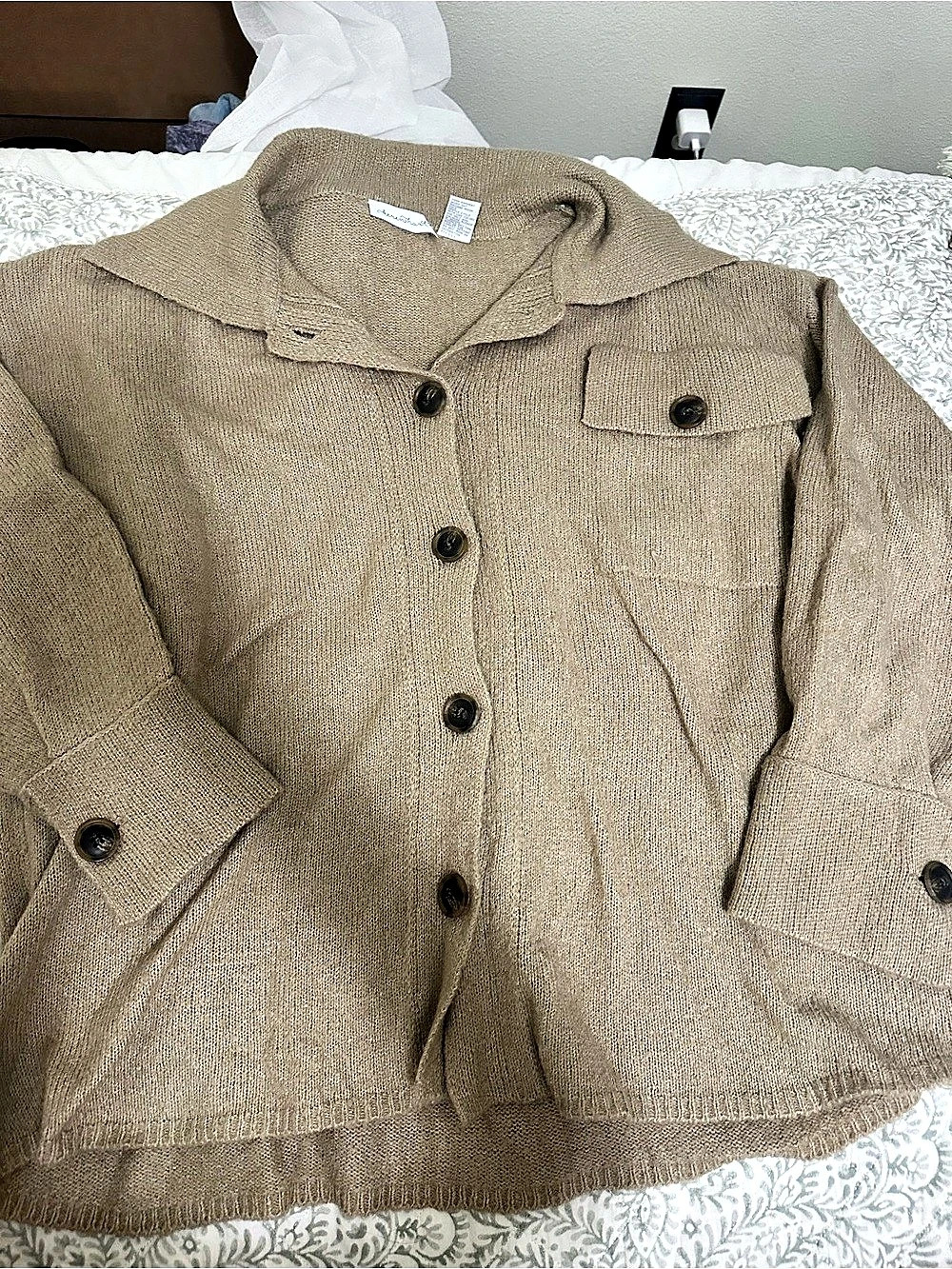 Brown Button-Front Cardigan